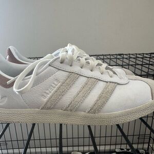 Adidas White and Cream Gazelle Sneakers